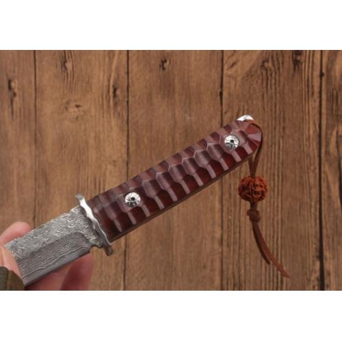 Round Tip Red Sandalwood Damascus Samurai Sword