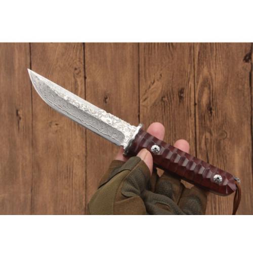 Round Tip Red Sandalwood Damascus Samurai Sword