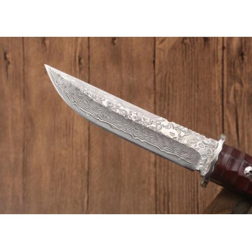 Round Tip Red Sandalwood Damascus Samurai Sword