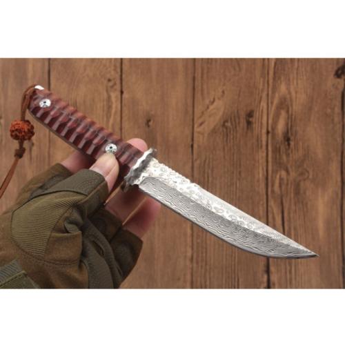 Round Tip Red Sandalwood Damascus Samurai Sword