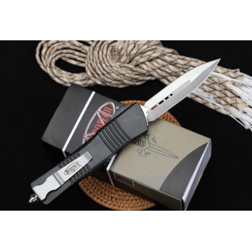 Replica Microtech Hellhound OTF Knife (Black Handle, Double Edge)