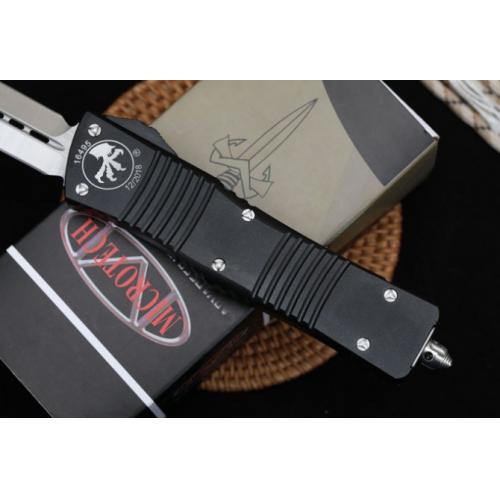 Replica Microtech Hellhound OTF Knife (Black Handle, Double Edge)