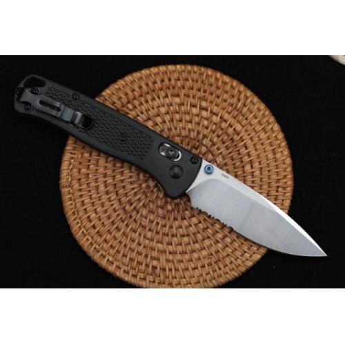 Introducing the New Butterfly 535 Folding Knife with a Black Handle and Partially Serrated Blade