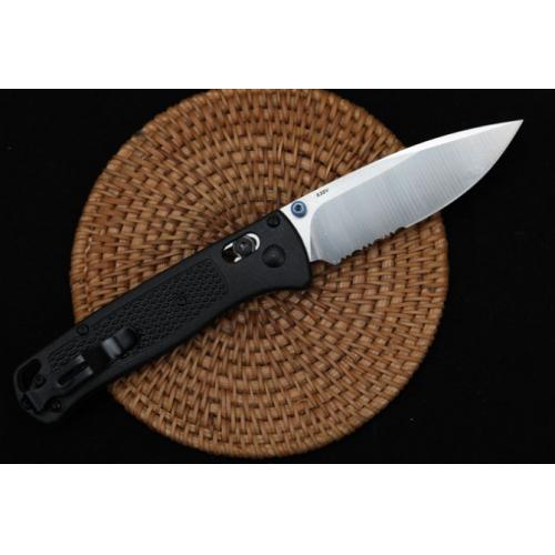 Introducing the New Butterfly 535 Folding Knife with a Black Handle and Partially Serrated Blade