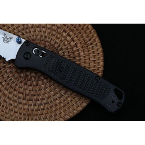 Introducing the New Butterfly 535 Folding Knife with a Black Handle and Partially Serrated Blade