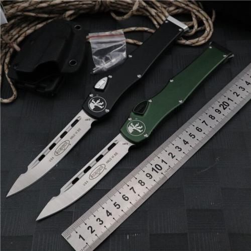 Microtech 150-10 HALO V 6 OTF Knife (Spear Point, Green Handle, Black Blade)