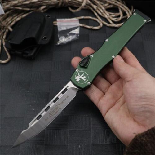 Microtech 150-10 HALO V 6 OTF Knife (Spear Point, Green Handle, Black Blade)