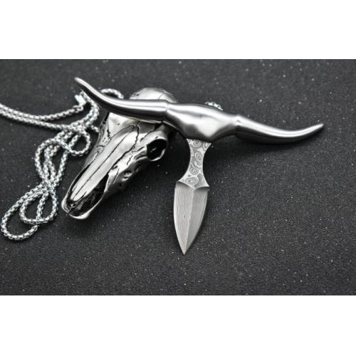 Mini Bull Damascus Steel Hand Dagger