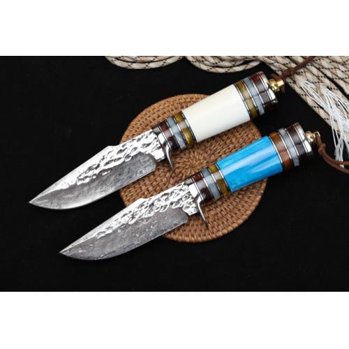 Damascus Small Warrior Hand-Forged Knife (Pointed Edition)