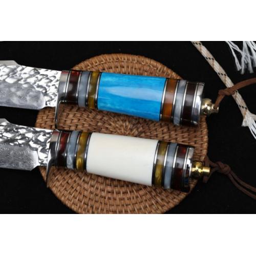Damascus Small Warrior Hand-Forged Knife (Pointed Edition)