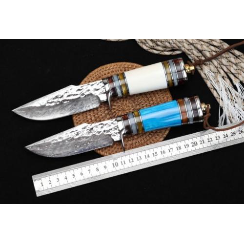 Damascus Small Warrior Hand-Forged Knife (Pointed Edition)