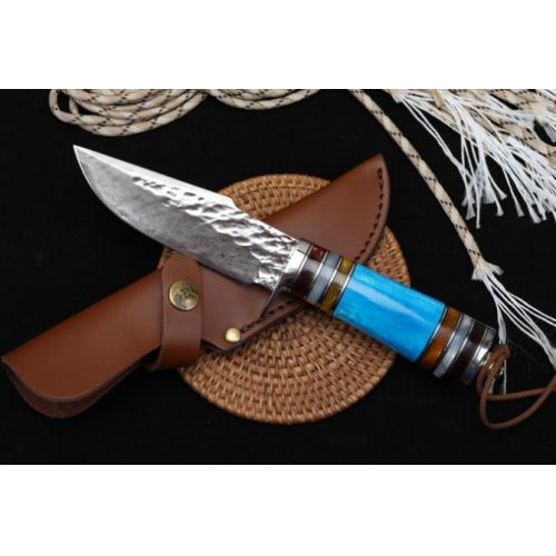 Damascus Small Warrior Hand-Forged Knife (Pointed Edition)