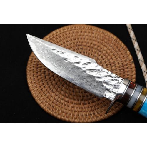 Damascus Small Warrior Hand-Forged Knife (Pointed Edition)