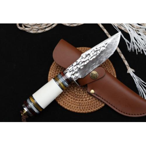 Damascus Small Warrior Hand-Forged Knife (Pointed Edition)