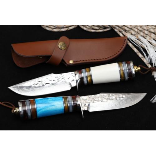 Damascus Small Warrior Hand-Forged Knife (Pointed Edition)