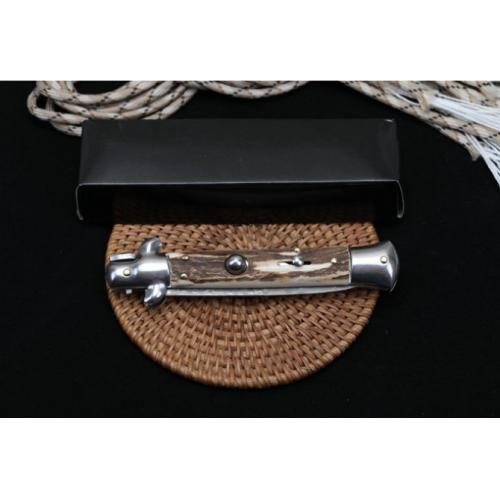 AKC Mafia Knife with 9-Inch Damascus Stag Handle