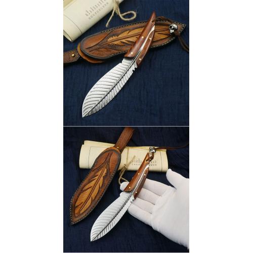 Limited Edition Feather Damascus Steel Knife