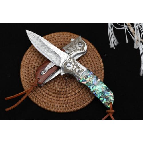 Spirit Monkey - Quick-Open Damascus Folding Knife