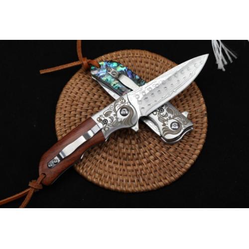 Spirit Monkey - Quick-Open Damascus Folding Knife