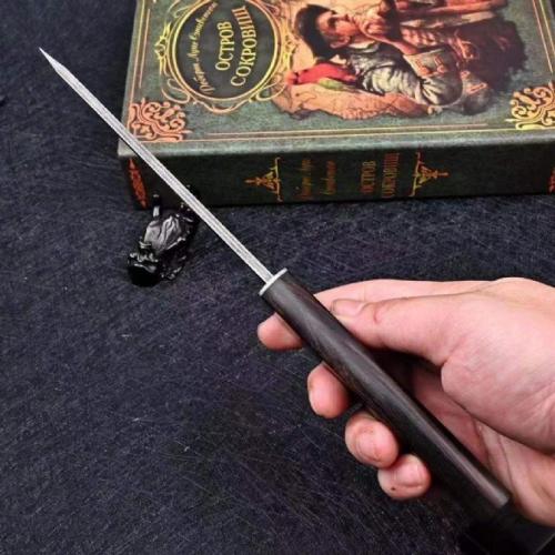 Black Whirlwind Samurai Damascus Steel Knife (Mirror & Stonewashed Finish)