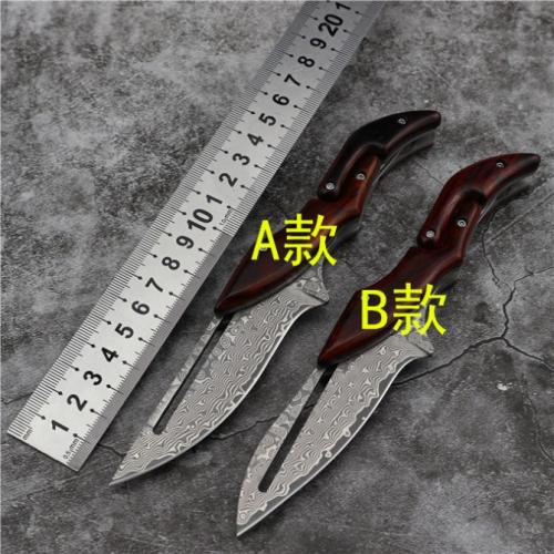 Leech Mechanical Damascus Folding Knife