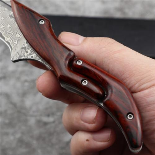 Leech Mechanical Damascus Folding Knife