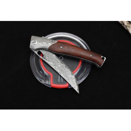 VG10 Damascus - Cold Moon Micro-Grain Rosewood Folding Knife