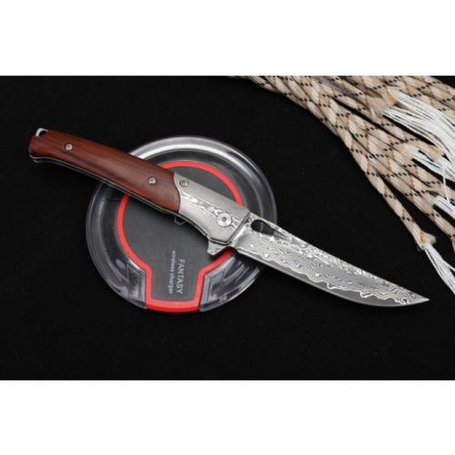 VG10 Damascus - Cold Moon Micro-Grain Rosewood Folding Knife