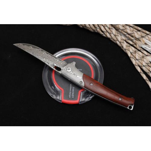 VG10 Damascus - Cold Moon Micro-Grain Rosewood Folding Knife