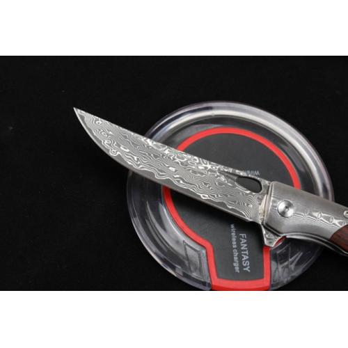 VG10 Damascus - Cold Moon Micro-Grain Rosewood Folding Knife