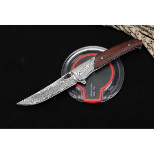 VG10 Damascus - Cold Moon Micro-Grain Rosewood Folding Knife
