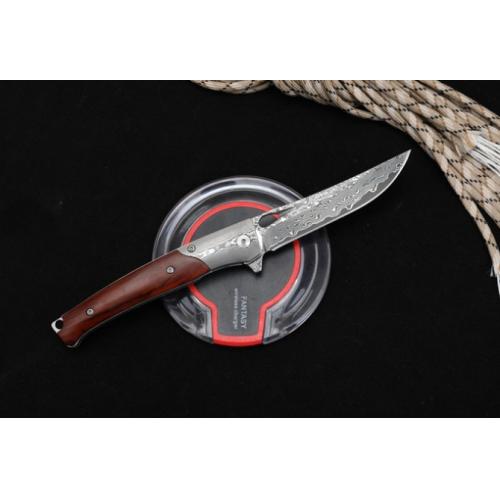 VG10 Damascus - Cold Moon Micro-Grain Rosewood Folding Knife