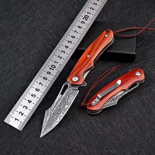 VG10 Damascus Folding Knife - Bull Shark