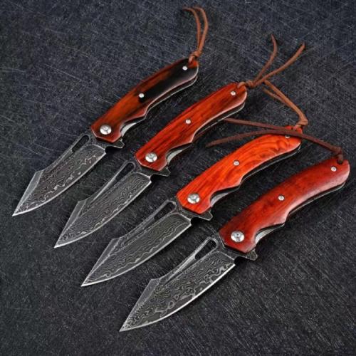 VG10 Damascus Folding Knife - Bull Shark