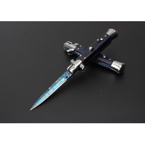 9-Inch AKC Italian Stiletto - Sky Blue with White Steel Head