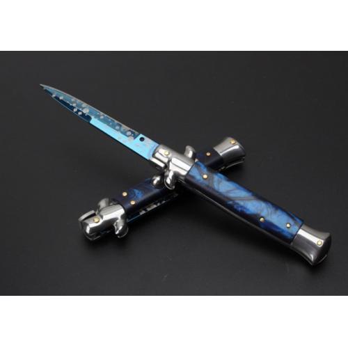 9-Inch AKC Italian Stiletto - Sky Blue with White Steel Head