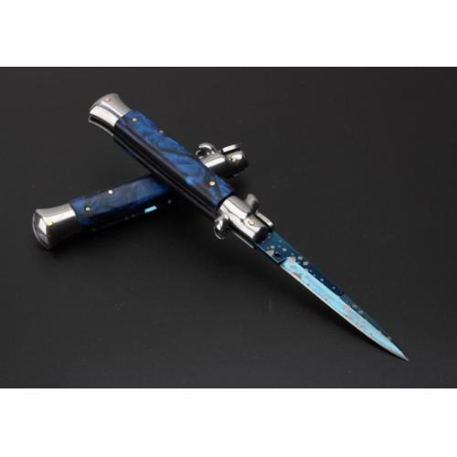 9-Inch AKC Italian Stiletto - Sky Blue with White Steel Head
