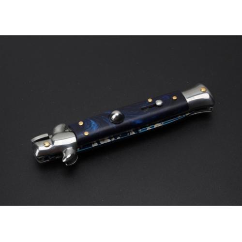 9-Inch AKC Italian Stiletto - Sky Blue with White Steel Head