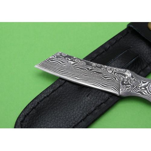 Damascus Steel Fixed Blade Knife with Bamboo Pattern