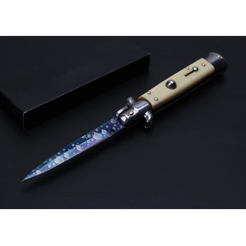 9-Inch AKC Italian Stiletto - Blue Sky with Ivory Handle