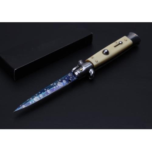 9-Inch AKC Italian Stiletto - Blue Sky with Ivory Handle