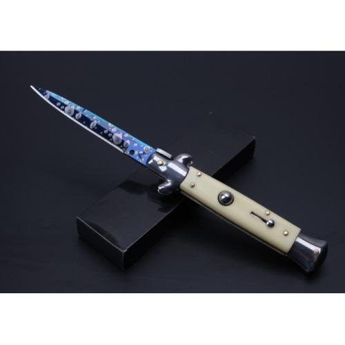 9-Inch AKC Italian Stiletto - Blue Sky with Ivory Handle