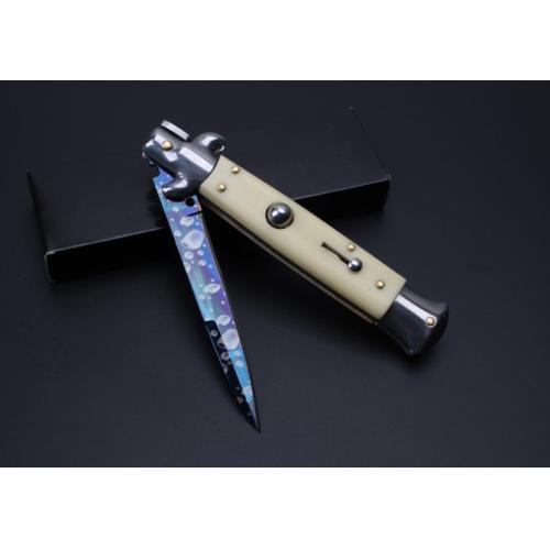 9-Inch AKC Italian Stiletto - Blue Sky with Ivory Handle