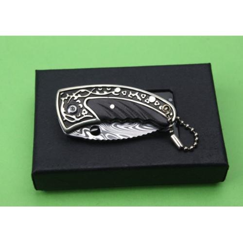 Swedish Powder Damascus Folding Knife with Engraved White Copper Claw