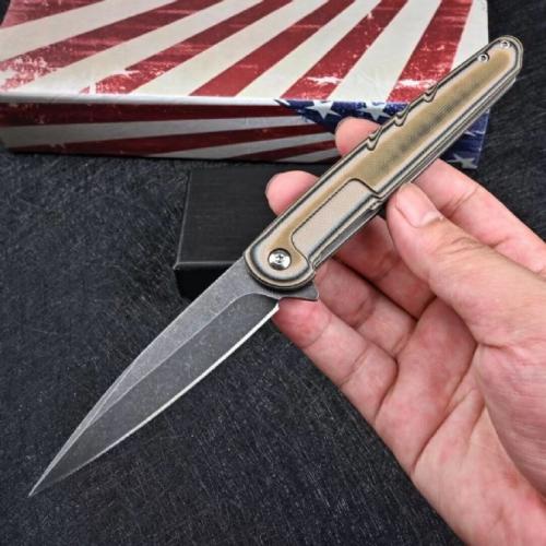 Green Battle Shark Folding Knife - Crafted from Authentic D2 Steel