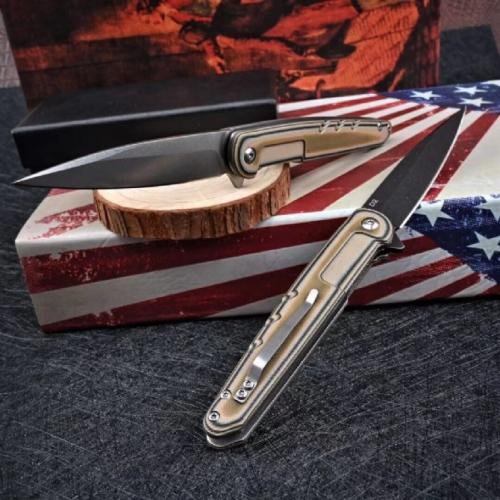 Green Battle Shark Folding Knife - Crafted from Authentic D2 Steel