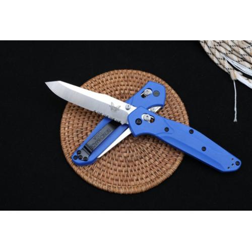 Benchmade 940 Folding Knife with Blue Handle and Combo Edge