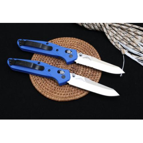 Benchmade 940 Folding Knife with Blue Handle and Combo Edge