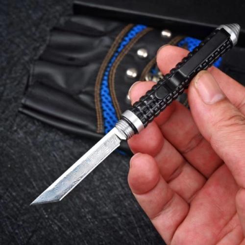 Damascus Coreless Mini Defense Stick Knife