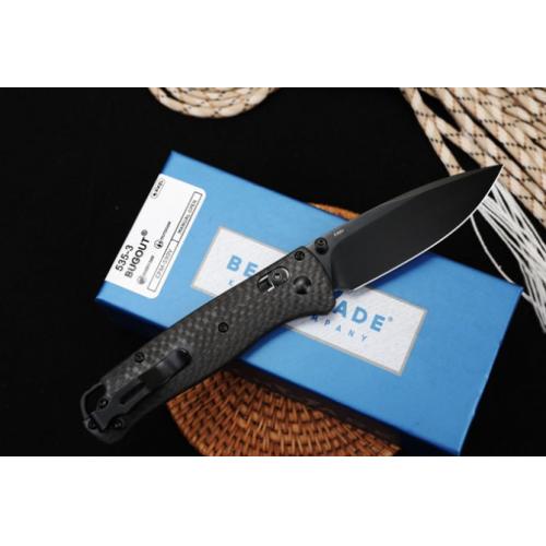 Benchmade 535-3 Carbon Fiber Folding Knife with Black Blade